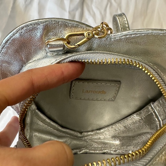 Larroude Heartbreaker Crossbody Bag In Crystal and Light Gray Vegan Suede NWT - Picture 7 of 14